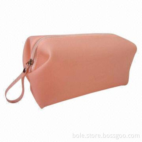 Soft PVC Cosmetic Bag with Solid Color, Wrist Band for Easy Carry